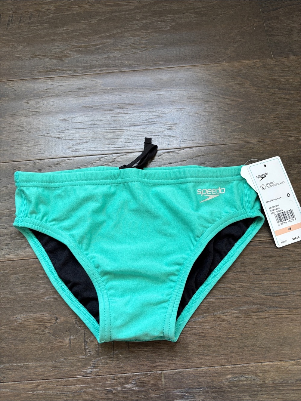 Speedo Eco Endurance Pool Green swim briefs,elastic drawcord waist